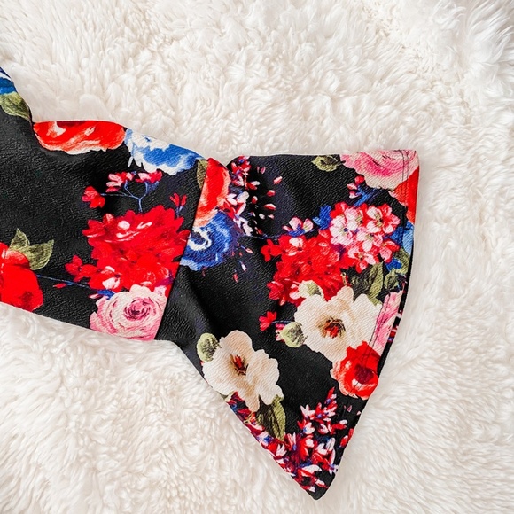 Plus Size Floral Print Bell Sleeve Dress, 1X - Picture 3 of 4